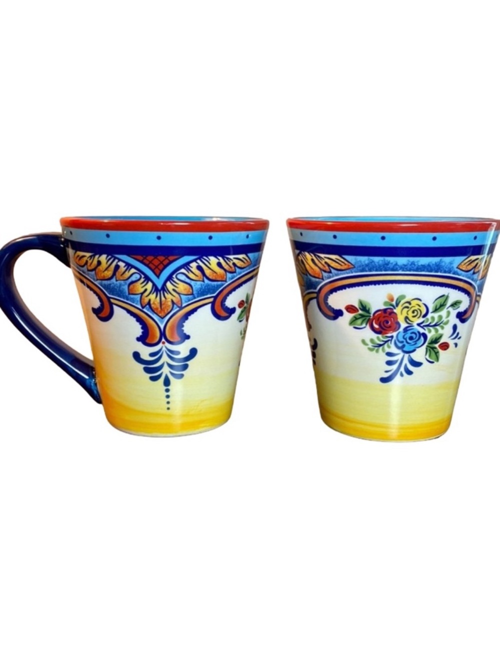 Euro Ceramica Zanzibar Stoneware Ceramic Coffee Mugs Set of 2